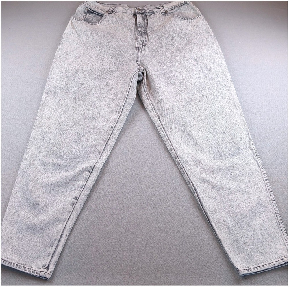 Stefano World Wide Vintage Acid Wash Gray High Waisted Tapered Leg Jeans Size 22